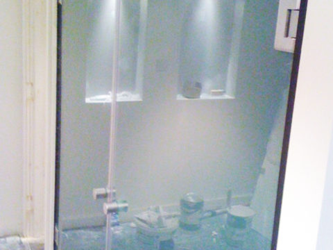 glass partition bathroom