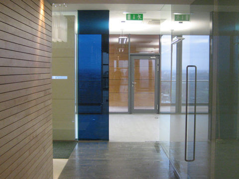 glass partition with doors