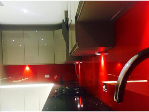 coloured glass splashback